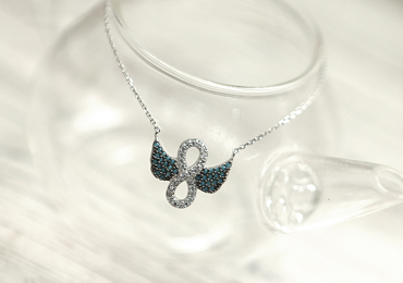 블루 리본 point 펜던트 silver necklace