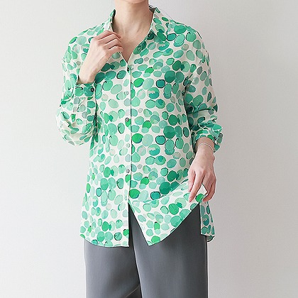 방울 프린팅 silk 10 blouse-직수입-
